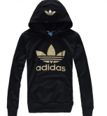 Blusa Canguru Adidas - Preta com estampa dourada.