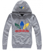 Blusa Canguru Adidas - Cinza com estampa colorida.